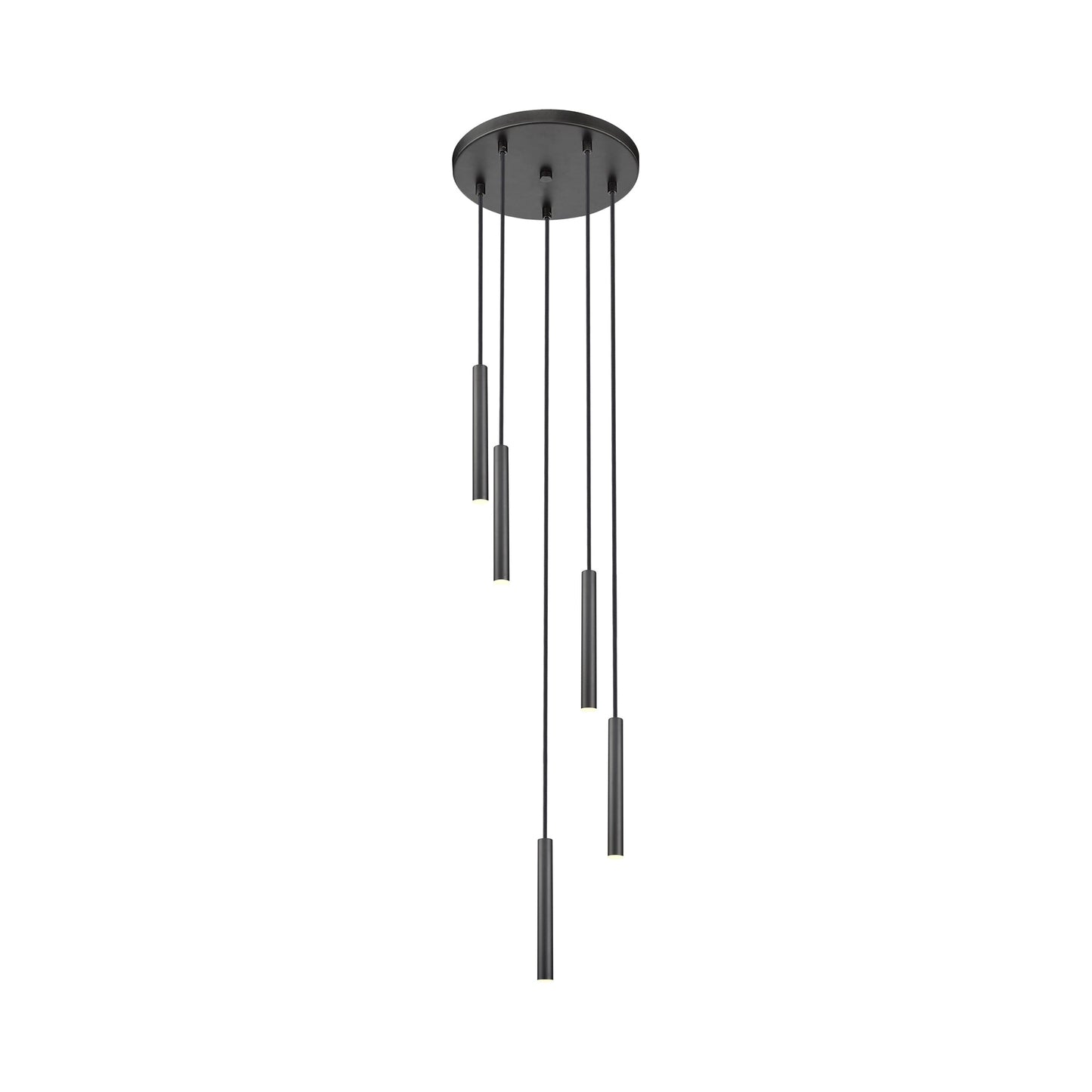 Forest Round LED Chandelier in Matte Black (5-Light/12-Inch).