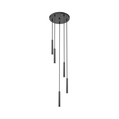 Forest Round LED Chandelier in Matte Black (5-Light/12-Inch).
