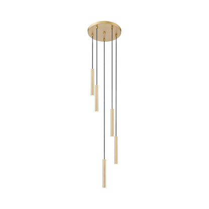 Forest Round LED Chandelier in Modern Gold (5-Light/12-Inch).