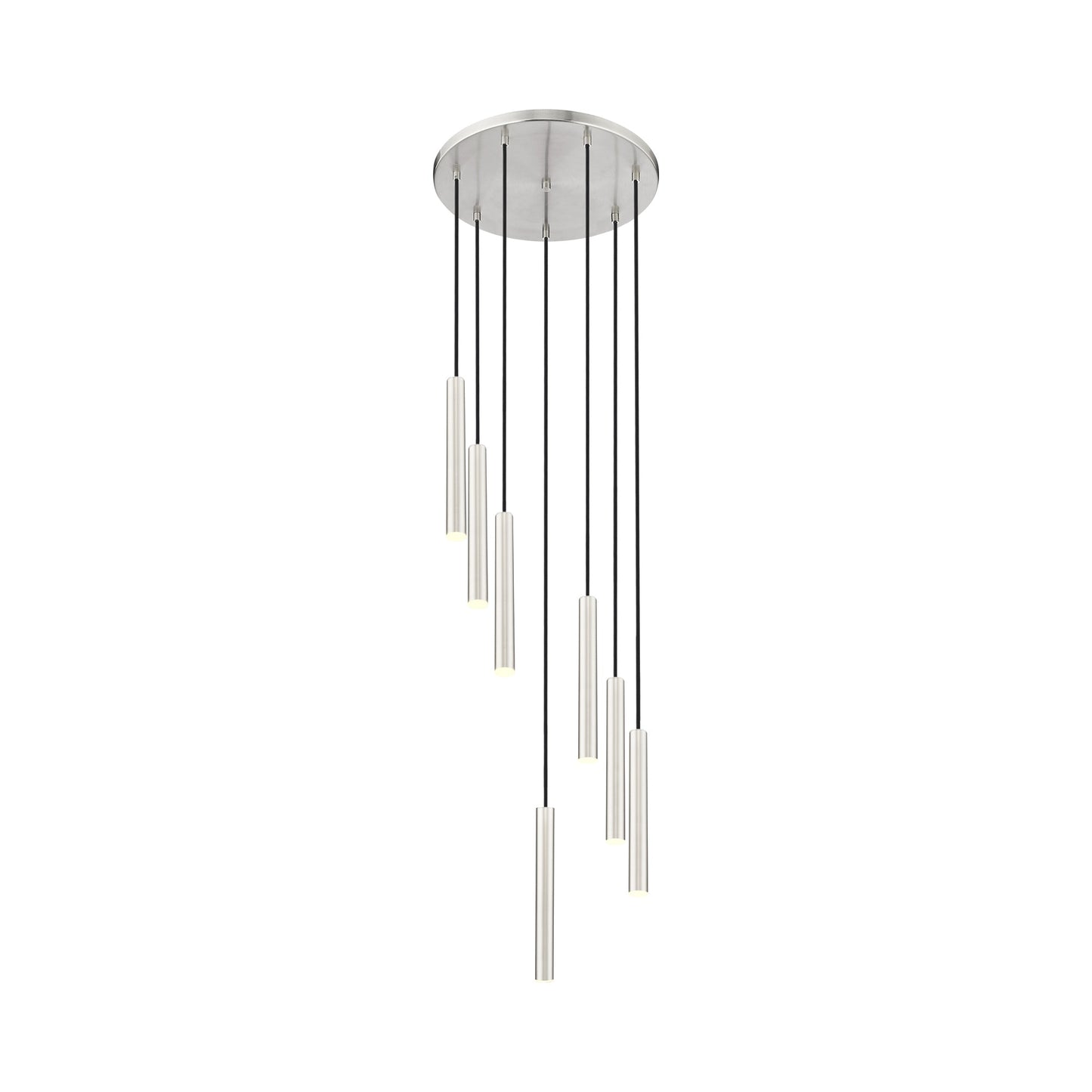 Forest Round LED Chandelier in Brushed Nickel (7-Light/12-Inch).