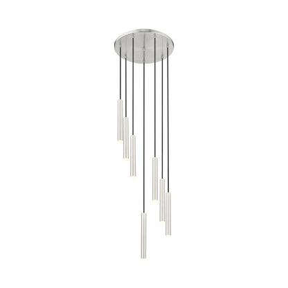 Forest Round LED Chandelier in Brushed Nickel (7-Light/12-Inch).