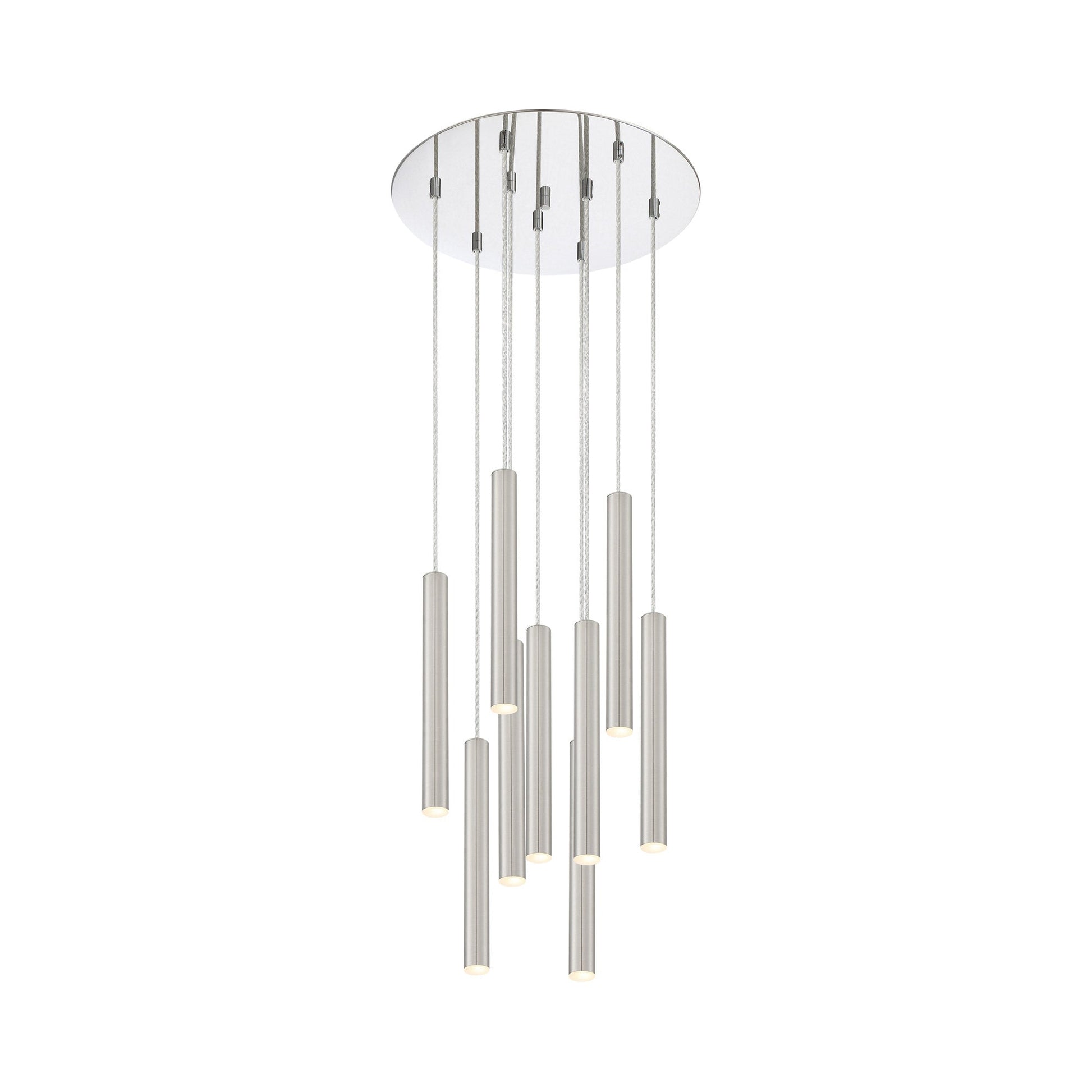Forest Round LED Chandelier in Chrome/Brushed Nickel (9-Light/12-Inch).