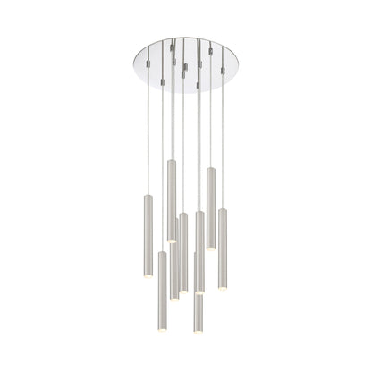 Forest Round LED Chandelier in Chrome/Brushed Nickel (9-Light/12-Inch).