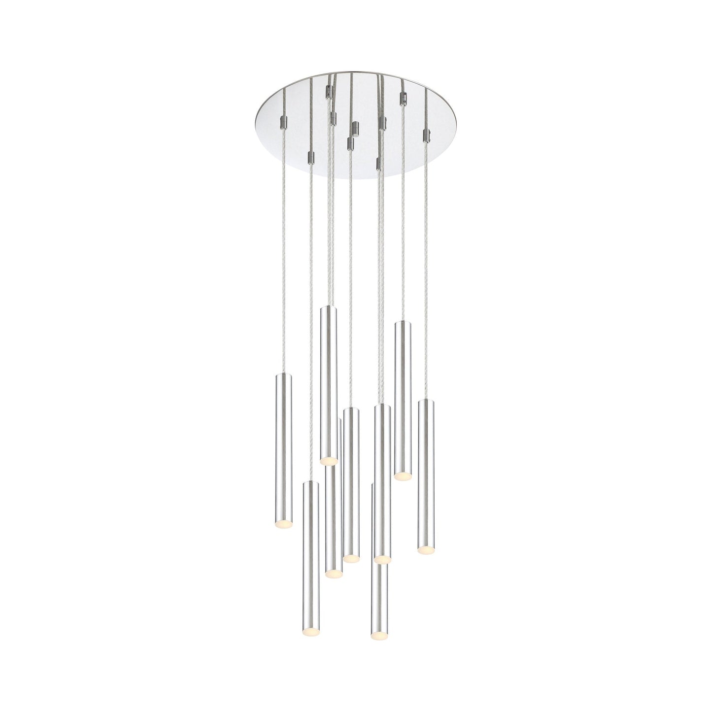 Forest Round LED Chandelier in Chrome/Chrome (9-Light/12-Inch).