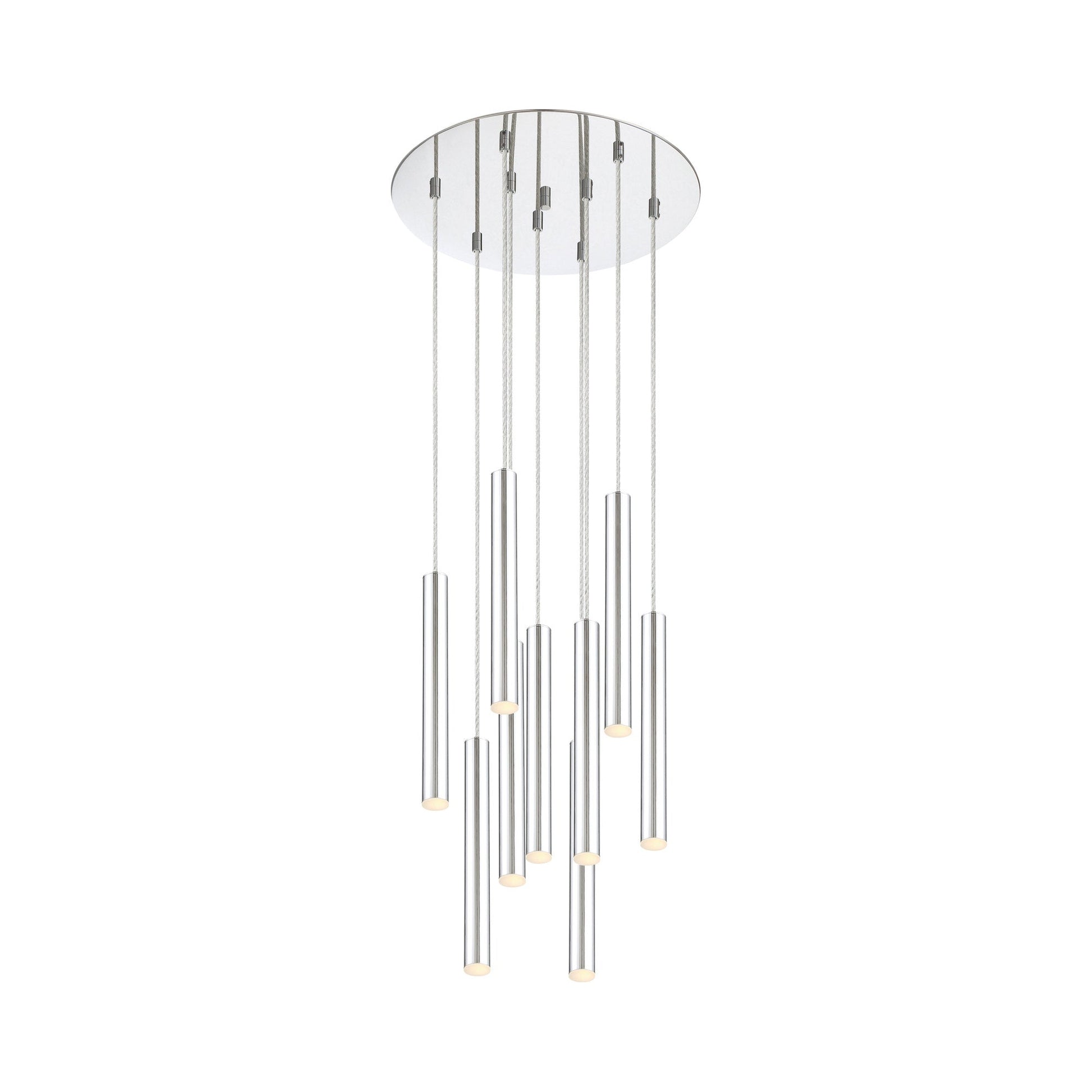 Forest Round LED Chandelier in Chrome/Chrome (9-Light/12-Inch).