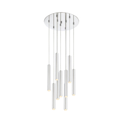 Forest Round LED Chandelier in Chrome/Chrome (9-Light/12-Inch).