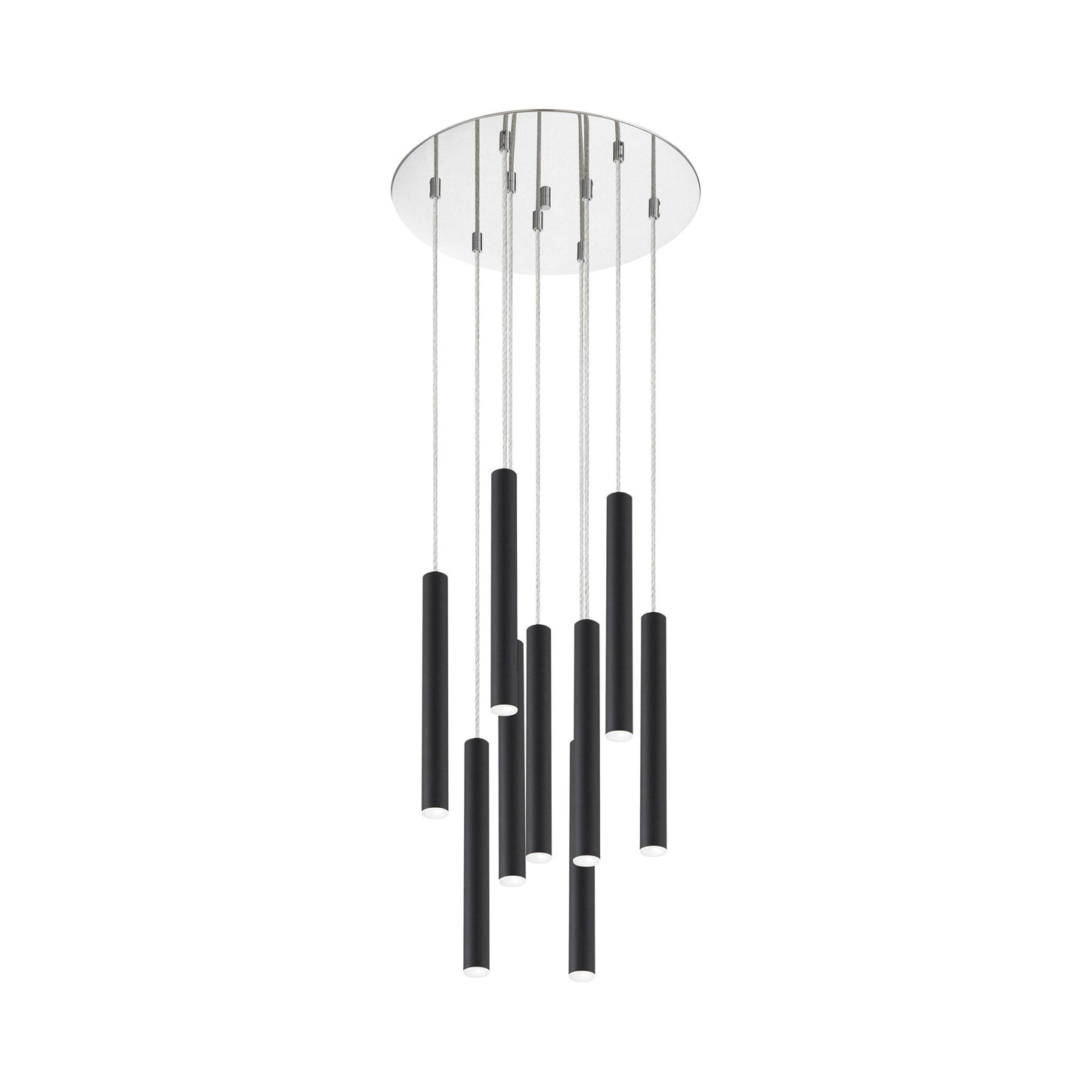 Forest Round LED Chandelier in Chrome/Matte Black (9-Light/12-Inch).