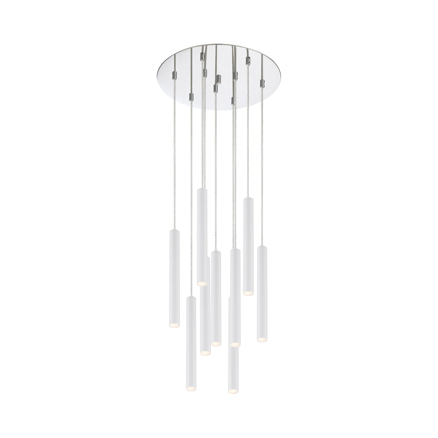 Forest Round LED Chandelier in Chrome/Matte White (9-Light/12-Inch).