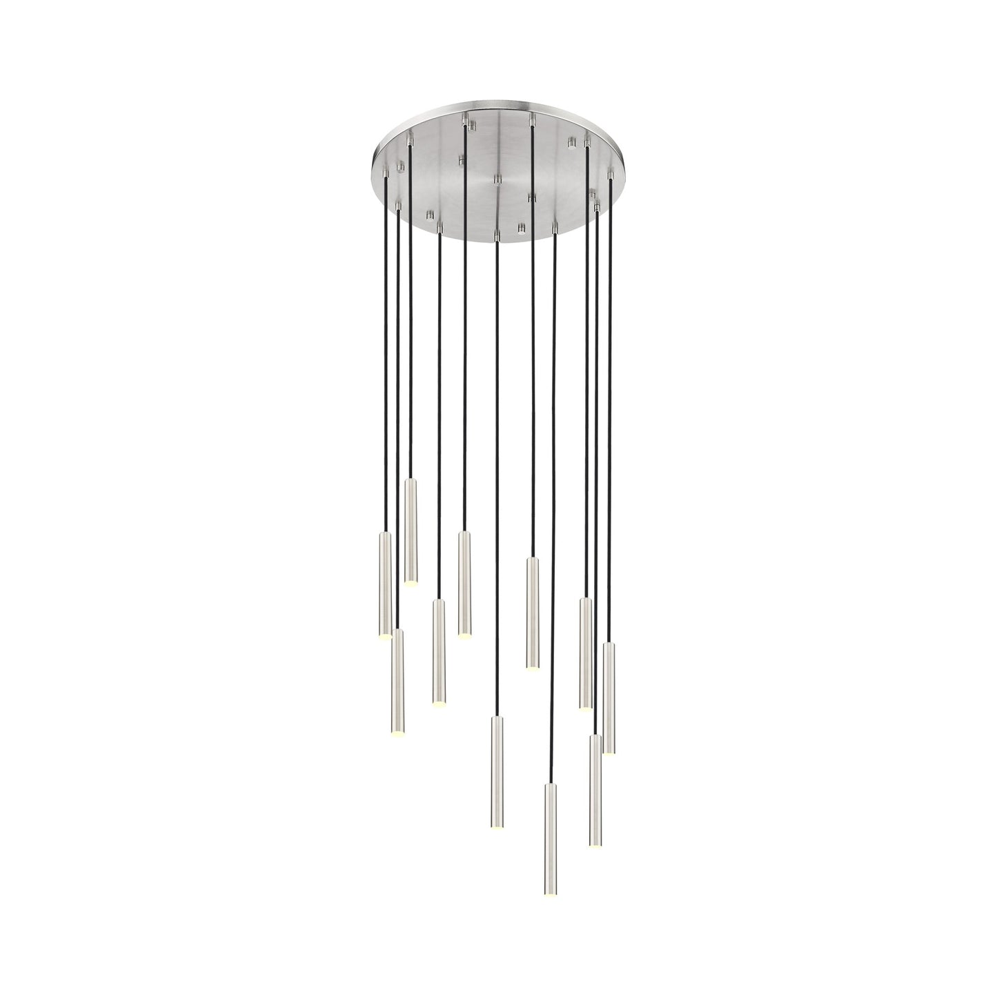 Forest Round LED Chandelier in Brushed Nickel (11-Light/12-Inch).