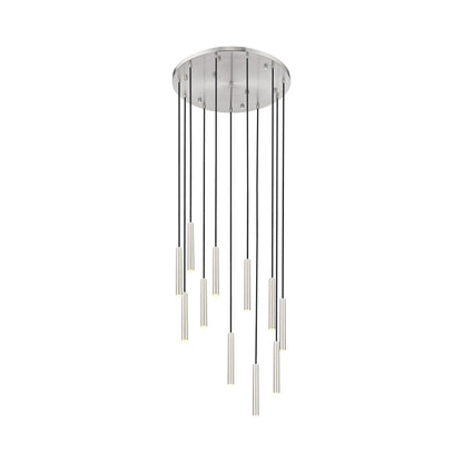 Forest Round LED Chandelier in Brushed Nickel (11-Light/12-Inch).