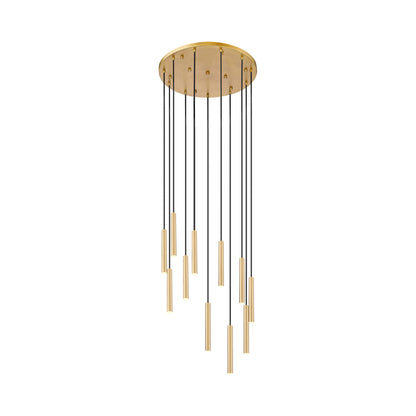 Forest Round LED Chandelier in Modern Gold (11-Light/12-Inch).