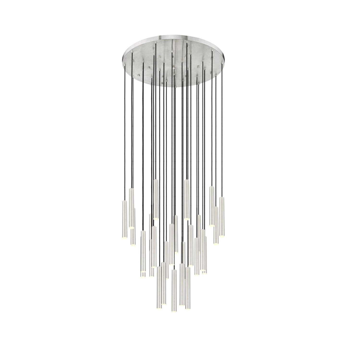 Forest Round LED Chandelier in Brushed Nickel (27-Light/12-Inch).