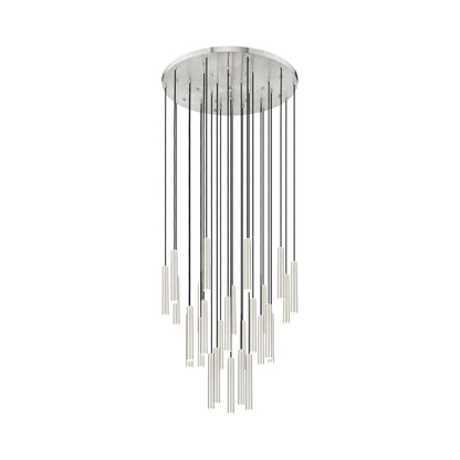 Forest Round LED Chandelier in Brushed Nickel (27-Light/12-Inch).