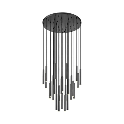Forest Round LED Chandelier in Matte Black (27-Light/12-Inch).