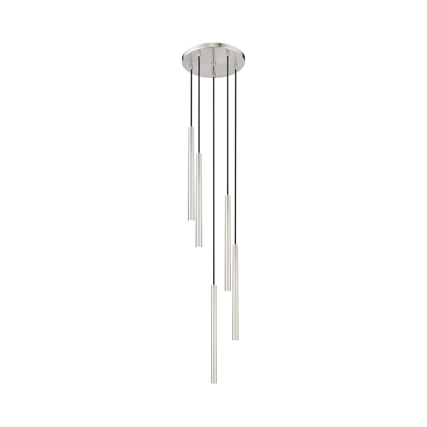 Forest Round LED Chandelier in Brushed Nickel (5-Light/23.9-Inch).