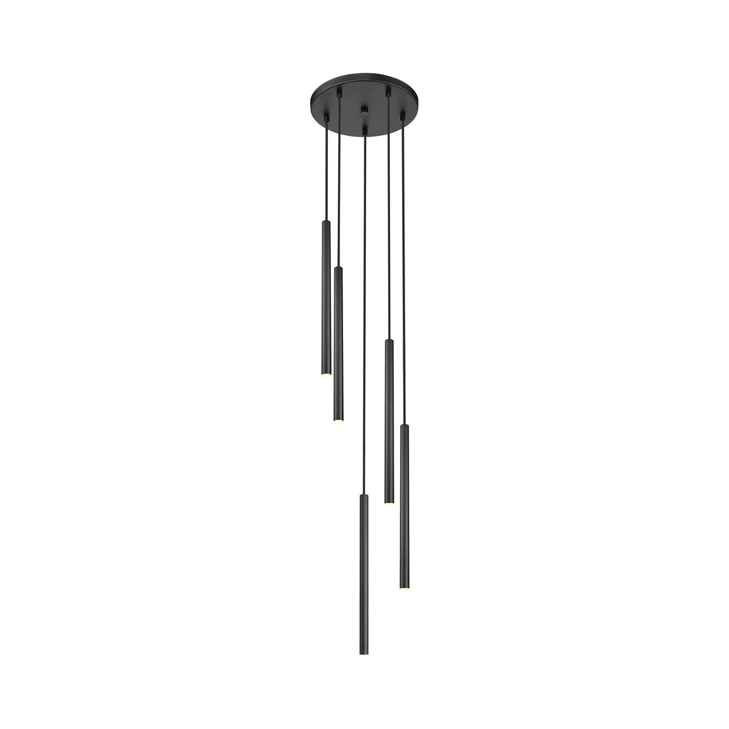 Forest Round LED Chandelier in Matte Black (5-Light/23.9-Inch).