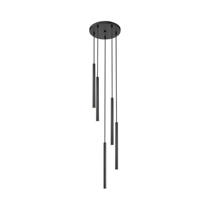 Forest Round LED Chandelier in Matte Black (5-Light/23.9-Inch).