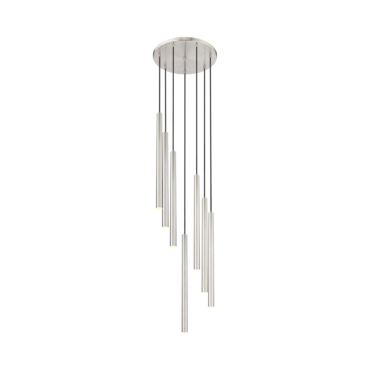 Forest Round LED Chandelier in Brushed Nickel (7-Light/23.9-Inch).