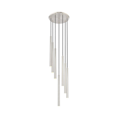 Forest Round LED Chandelier in Brushed Nickel (7-Light/23.9-Inch).