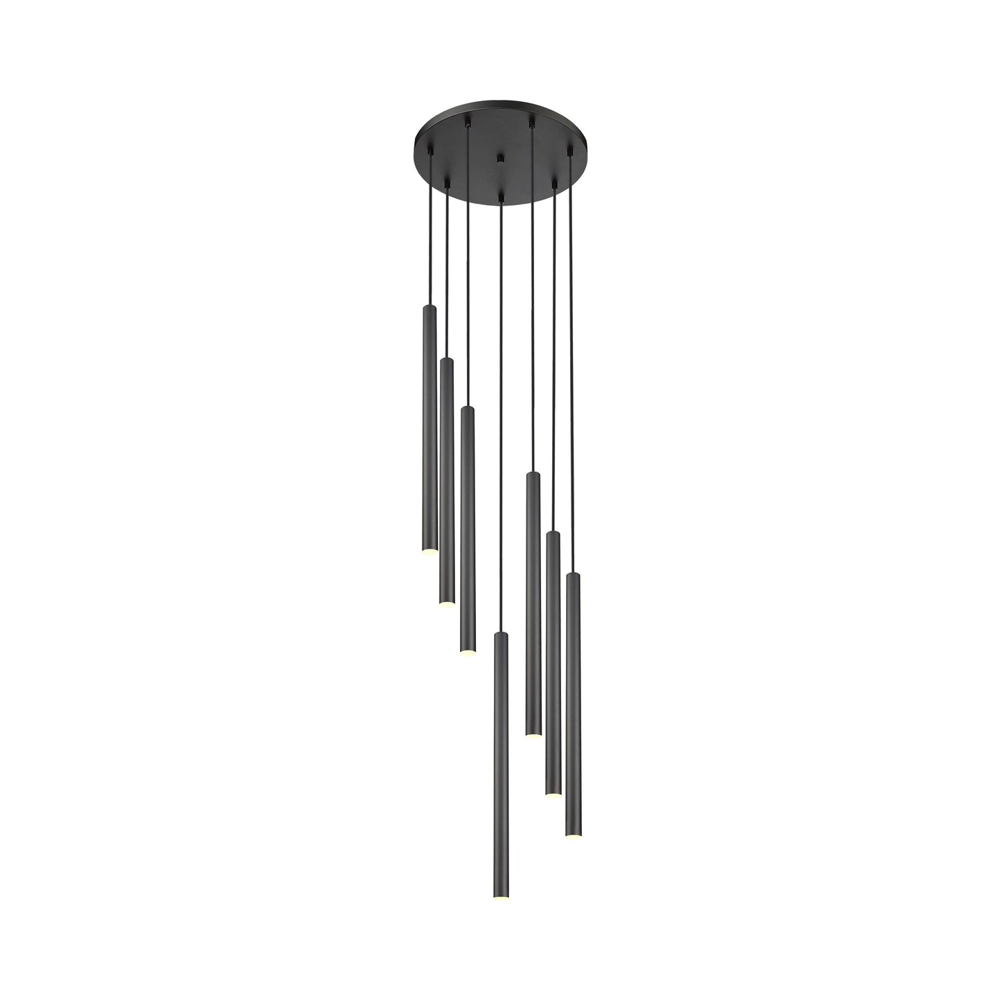 Forest Round LED Chandelier in Matte Black (7-Light/23.9-Inch).