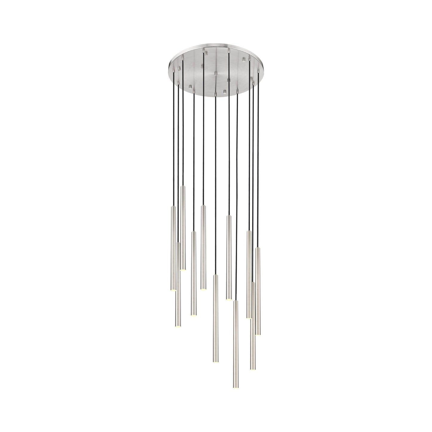 Forest Round LED Chandelier in Brushed Nickel (11-Light/23.9-Inch).