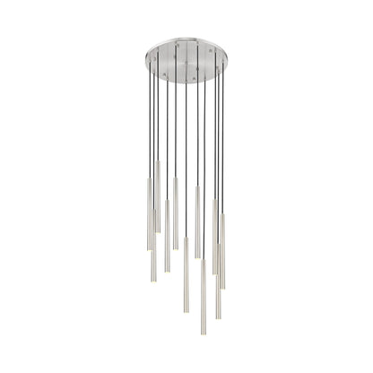 Forest Round LED Chandelier in Brushed Nickel (11-Light/23.9-Inch).