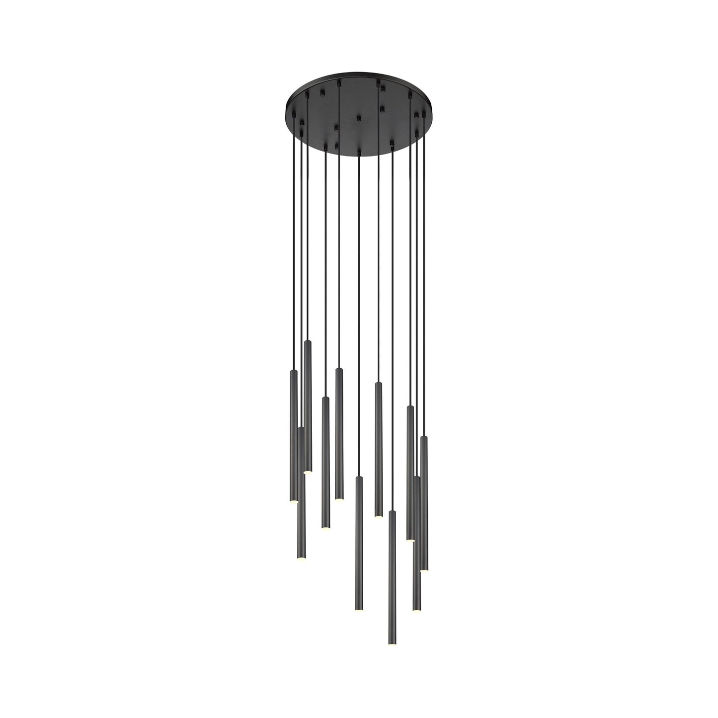 Forest Round LED Chandelier in Matte Black (11-Light/23.9-Inch).