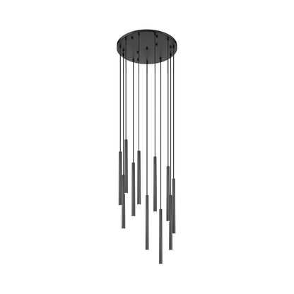 Forest Round LED Chandelier in Matte Black (11-Light/23.9-Inch).