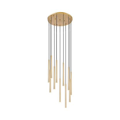 Forest Round LED Chandelier in Modern Gold (11-Light/23.9-Inch).