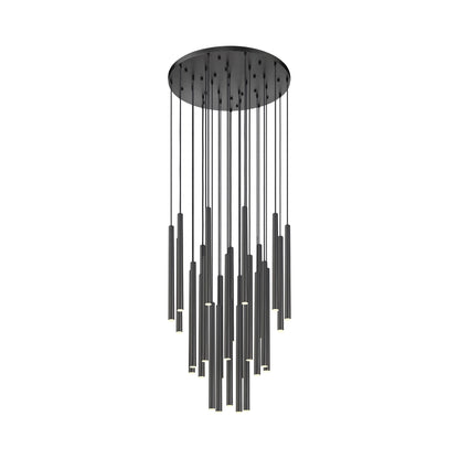 Forest Round LED Chandelier in Matte Black (27-Light/23.9-Inch).