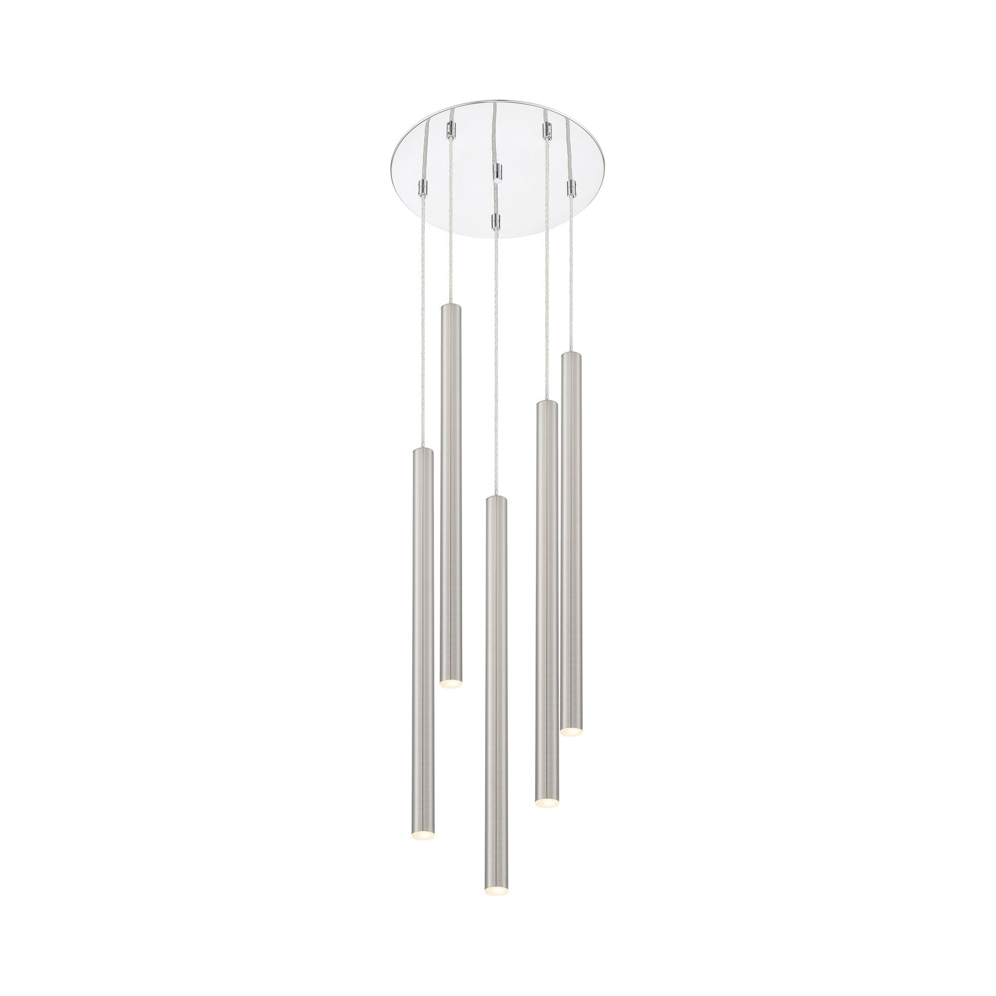 Forest Round LED Chandelier in Chrome/Brushed Nickel (5-Light/24-Inch).