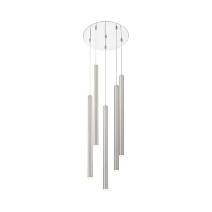 Forest Round LED Chandelier in Chrome/Brushed Nickel (5-Light/24-Inch).