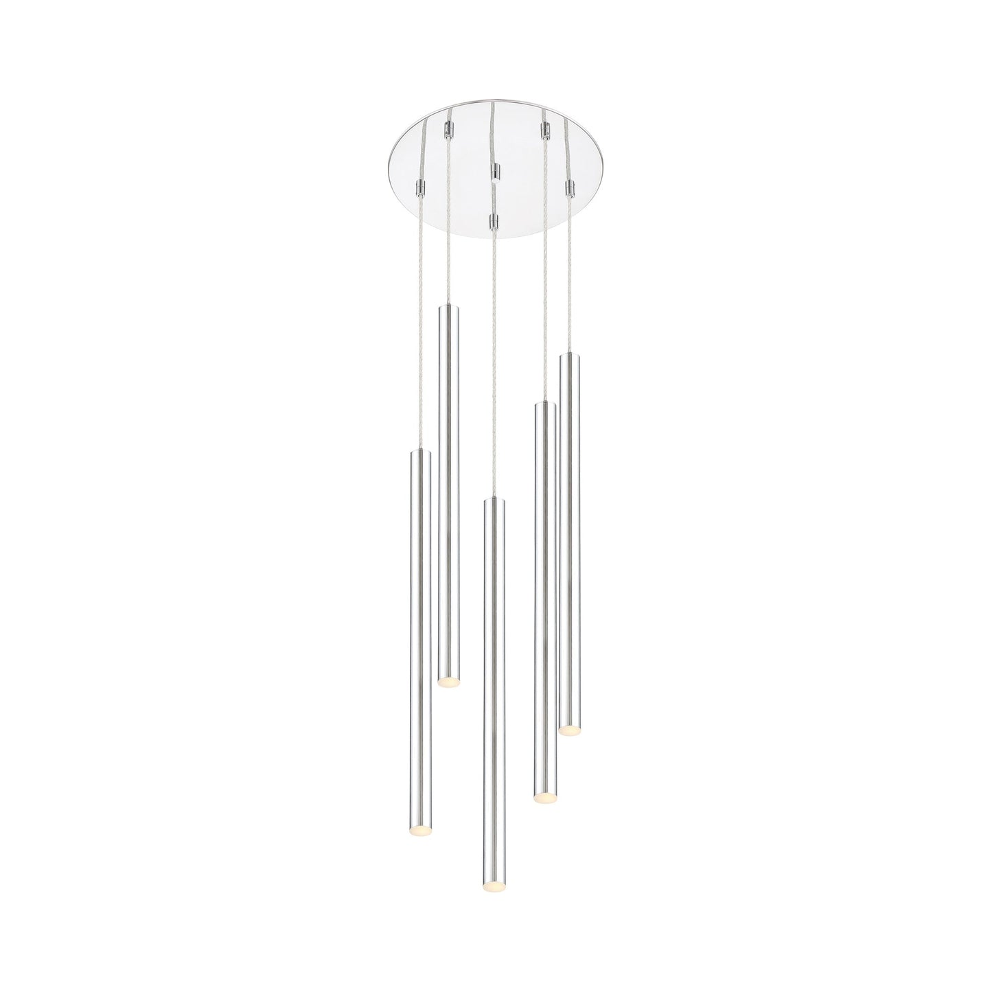 Forest Round LED Chandelier in Chrome/Chrome (5-Light/24-Inch).