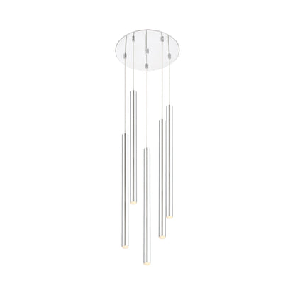Forest Round LED Chandelier in Chrome/Chrome (5-Light/24-Inch).