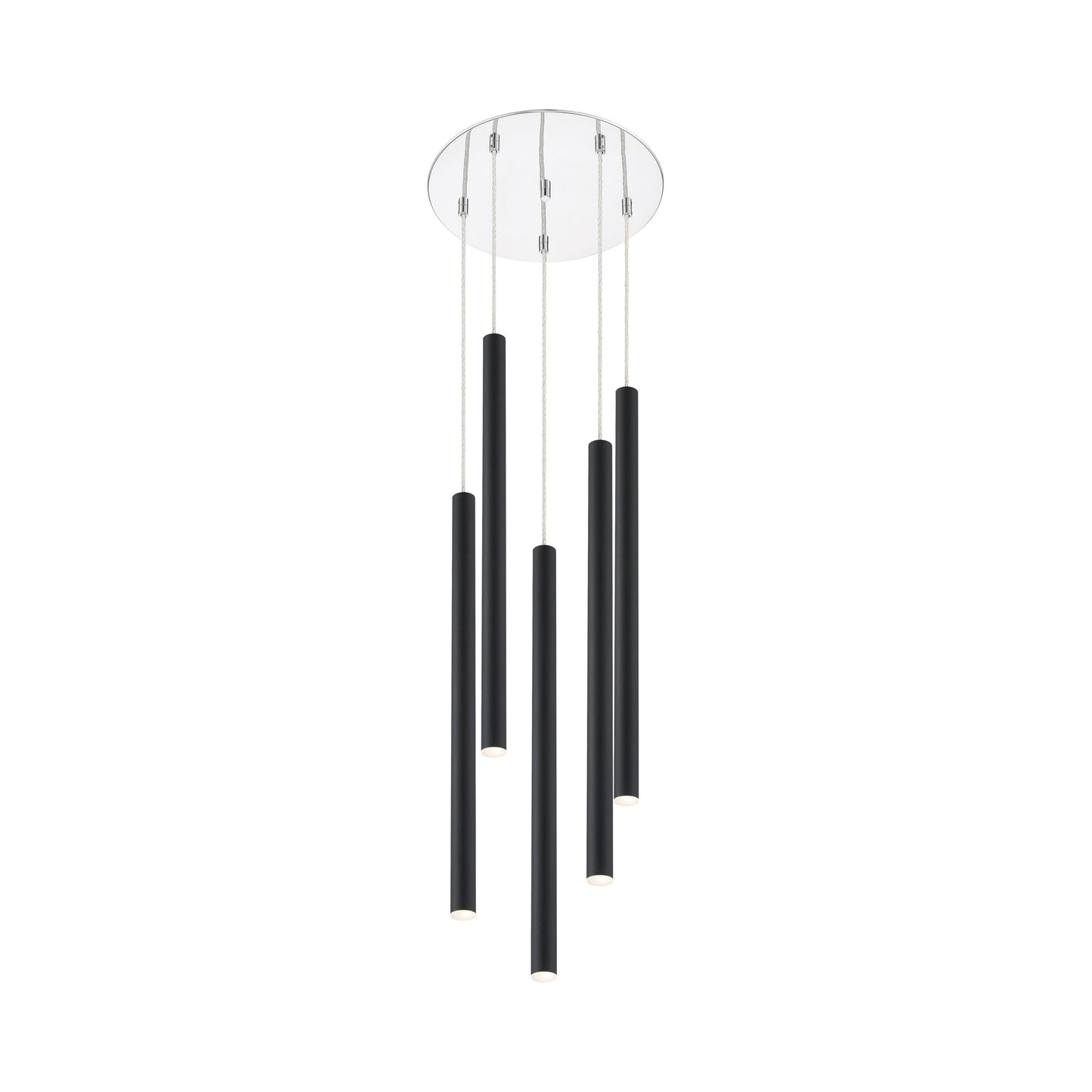 Forest Round LED Chandelier in Chrome/Matte Black (5-Light/24-Inch).