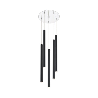 Forest Round LED Chandelier in Chrome/Matte Black (5-Light/24-Inch).