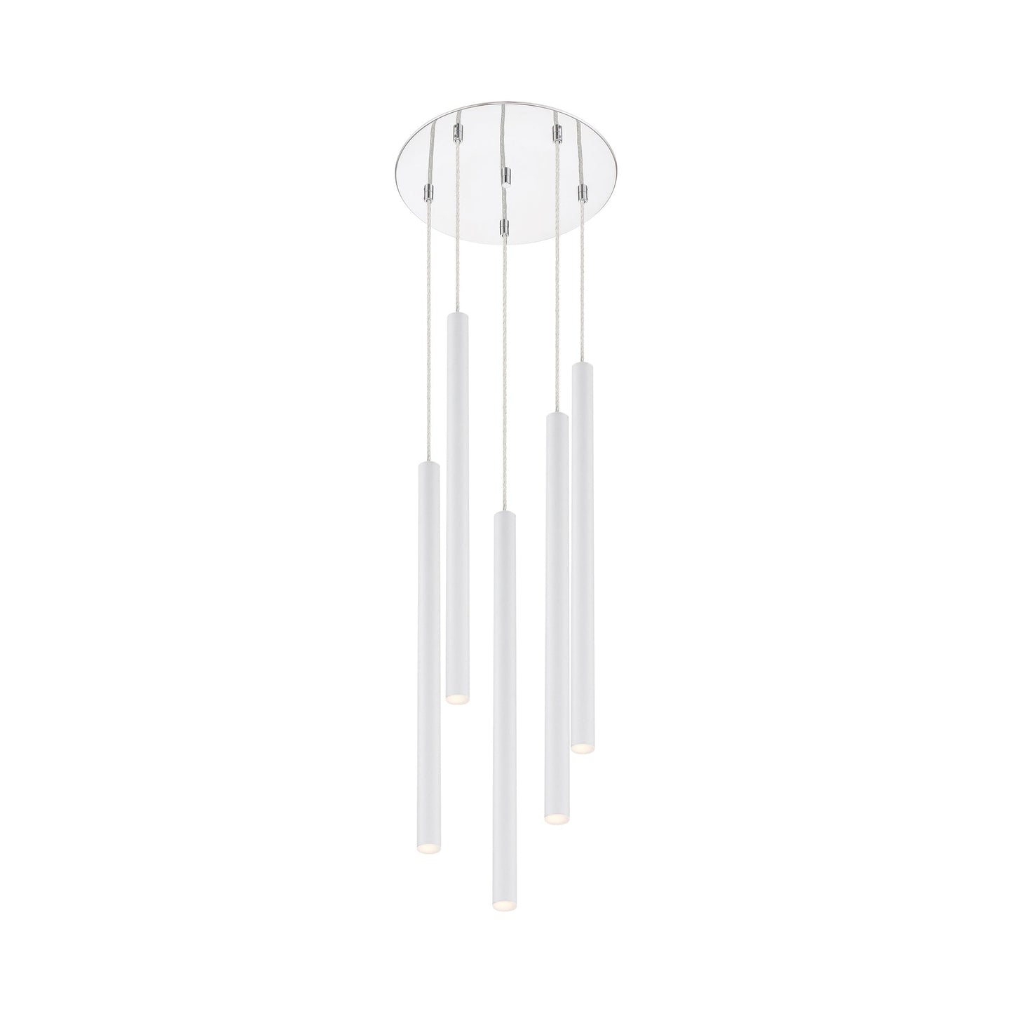 Forest Round LED Chandelier in Chrome/Matte White (5-Light/24-Inch).