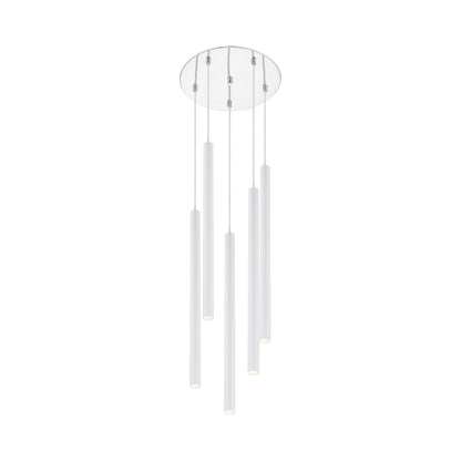 Forest Round LED Chandelier in Chrome/Matte White (5-Light/24-Inch).