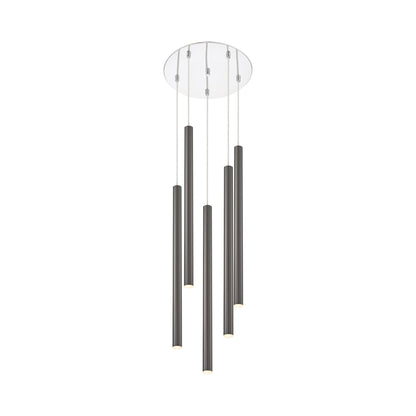 Forest Round LED Chandelier in Chrome/Pearl Black (5-Light/24-Inch).