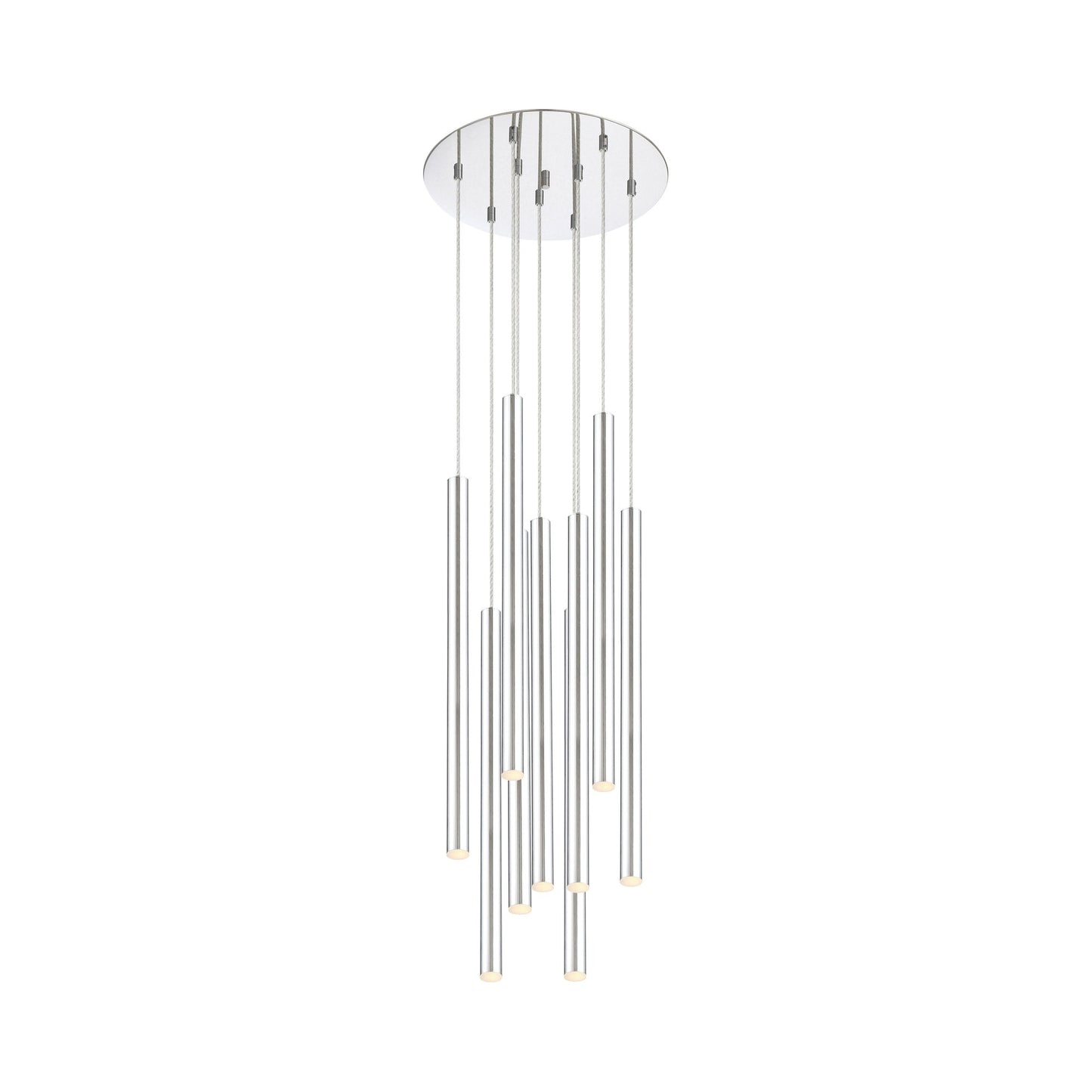 Forest Round LED Chandelier in Chrome/Chrome (9-Light/24-Inch).