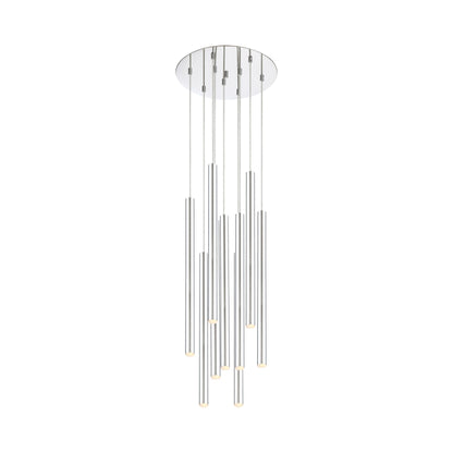 Forest Round LED Chandelier in Chrome/Chrome (9-Light/24-Inch).