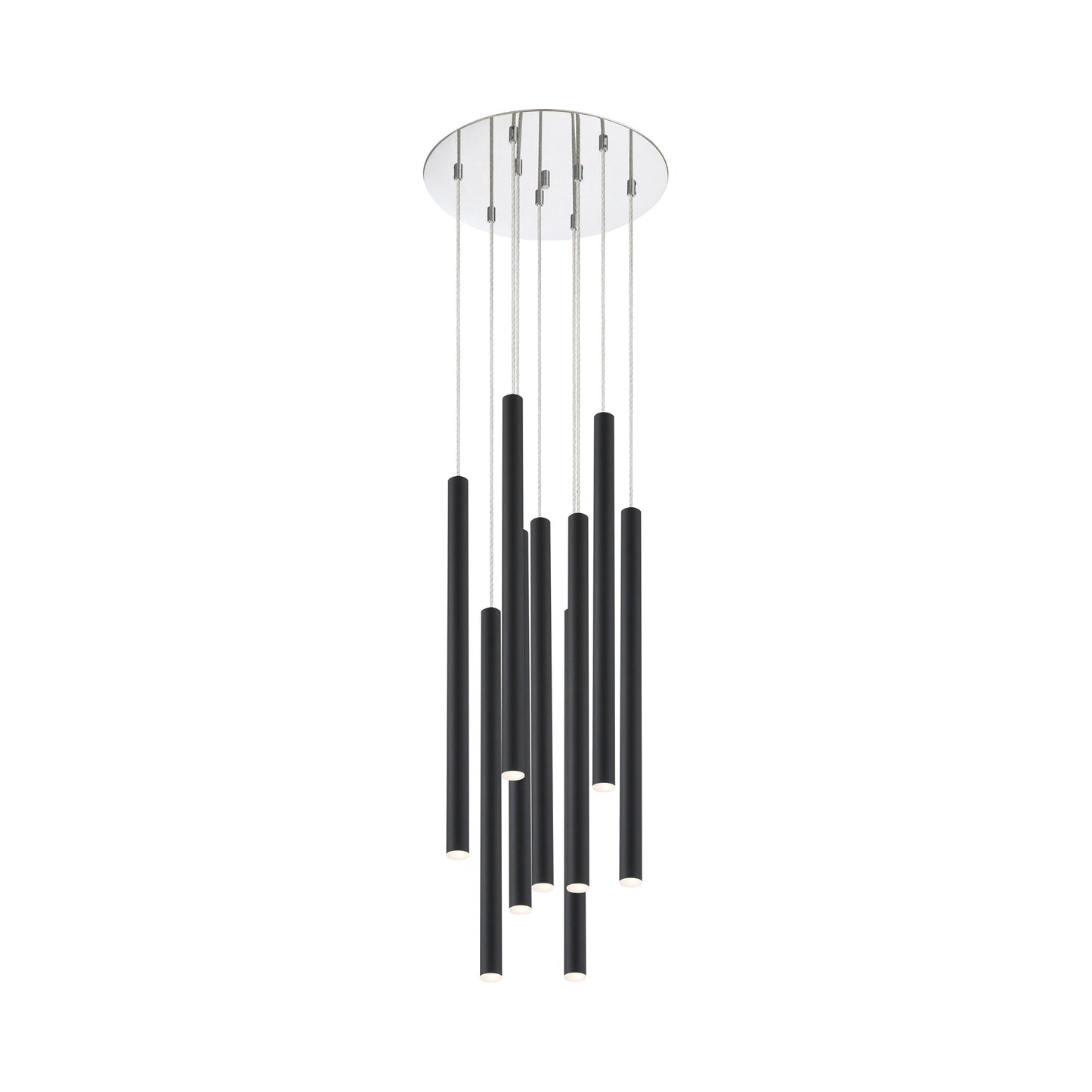 Forest Round LED Chandelier in Chrome/Matte Black (9-Light/24-Inch).