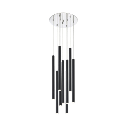 Forest Round LED Chandelier in Chrome/Matte Black (9-Light/24-Inch).