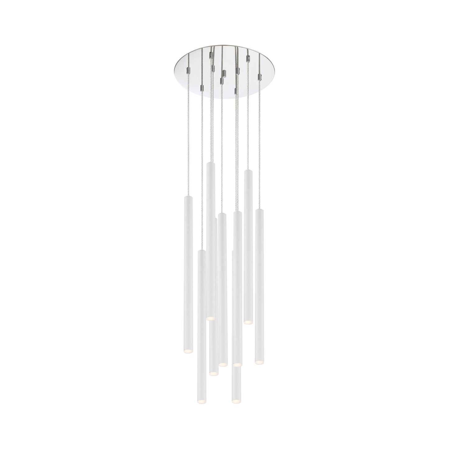 Forest Round LED Chandelier in Chrome/Matte White (9-Light/24-Inch).