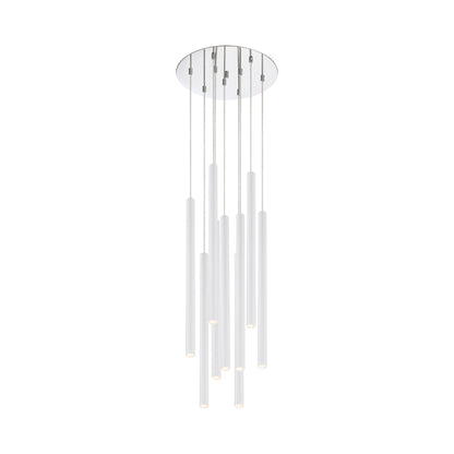 Forest Round LED Chandelier in Chrome/Matte White (9-Light/24-Inch).