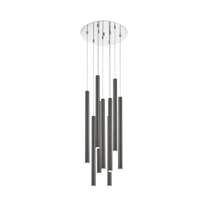 Forest Round LED Chandelier in Chrome/Pearl Black (9-Light/24-Inch).