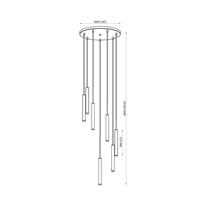 Forest Round LED Chandelier - line drawing.