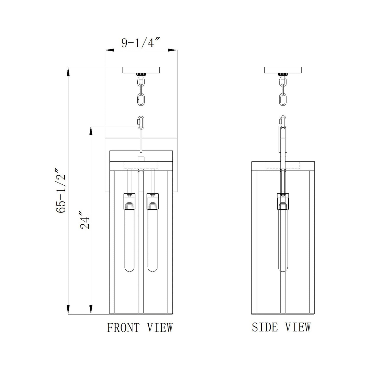 Fortis Outdoor Pendant Light - line drawing.