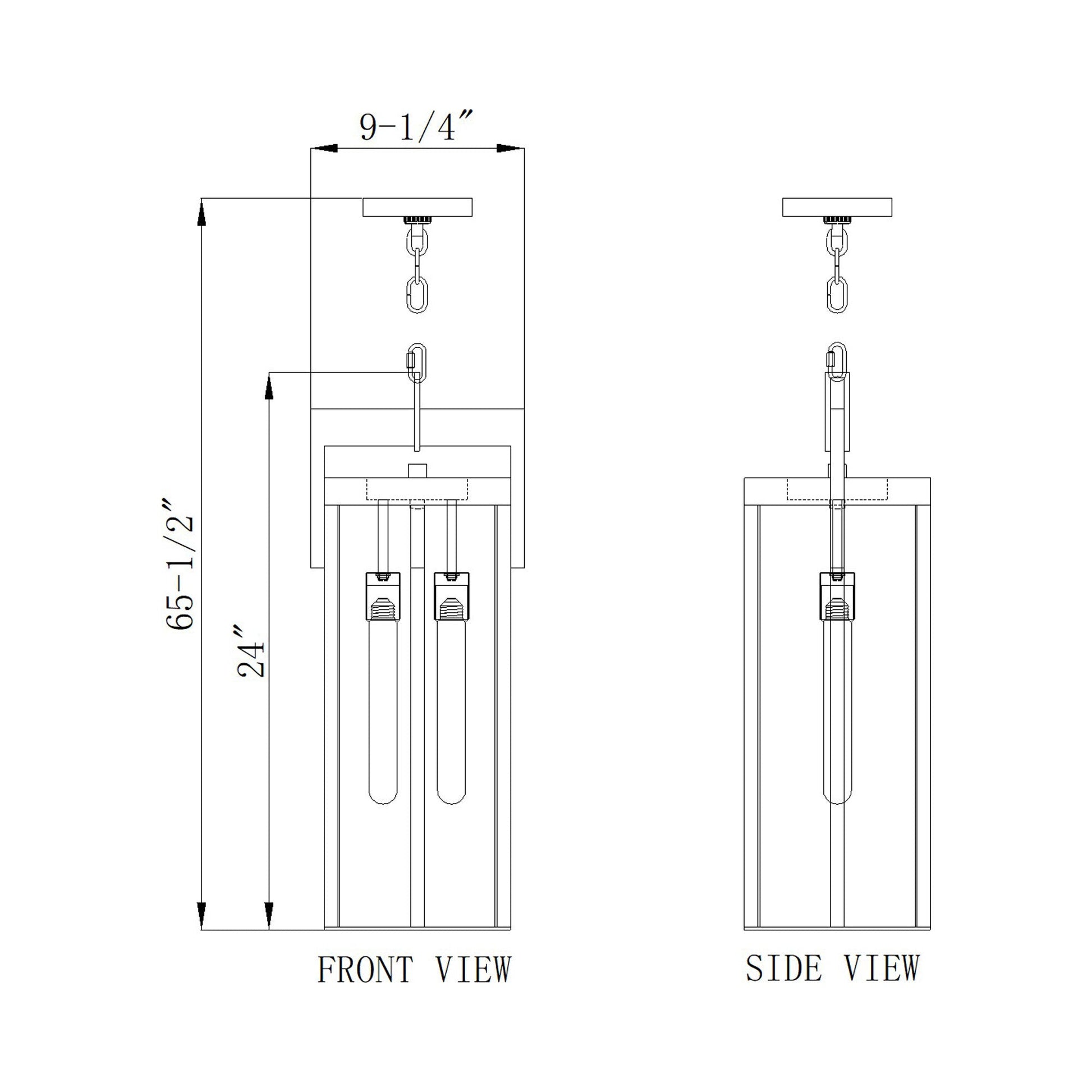 Fortis Outdoor Pendant Light - line drawing.
