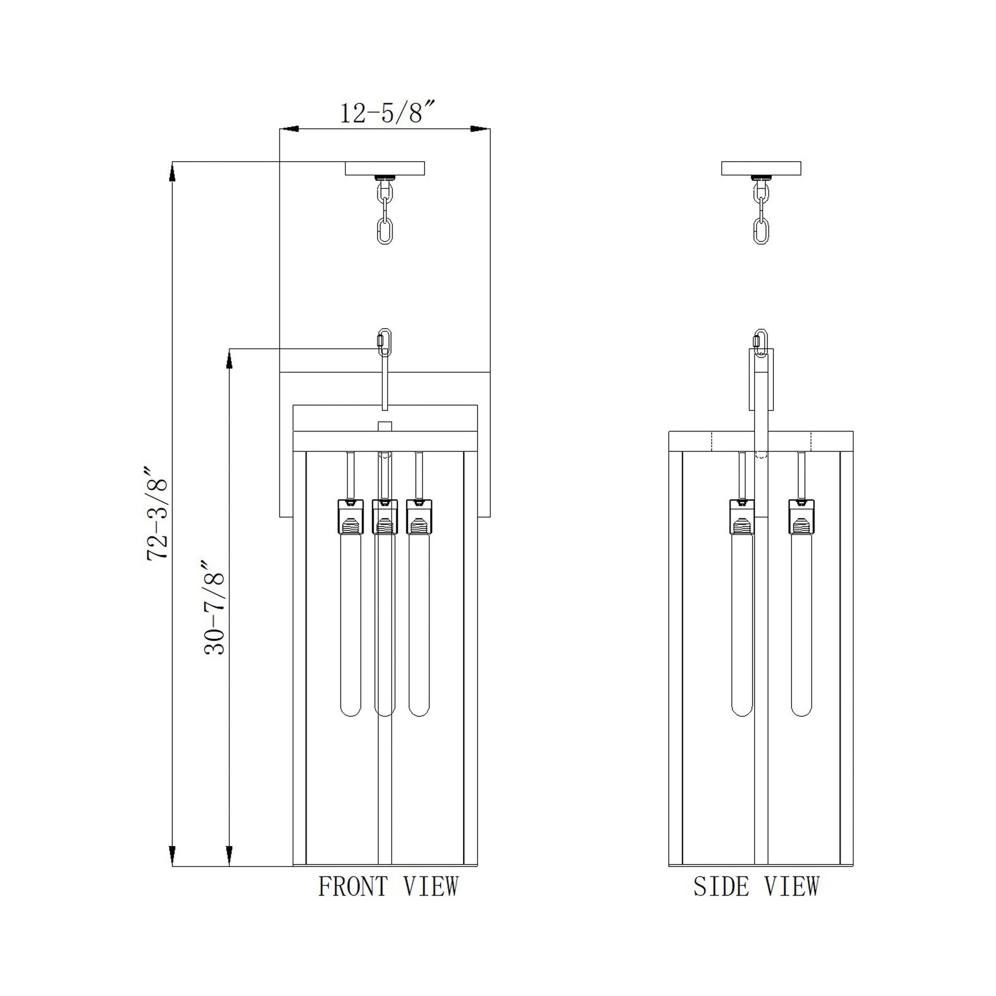 Fortis Outdoor Pendant Light - line drawing.